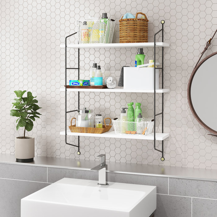 Latitude Run® Farlan 3 Piece Metal Floating Shelf with Industrial Pipe